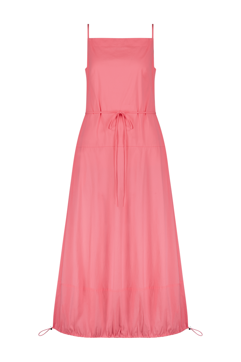 Cotton Poplin Bubble Hem Dress, Main, color, Peony