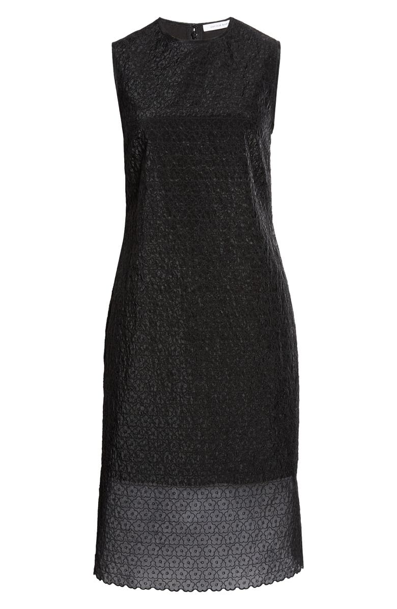 Cecilie Bahnsen Devin Windflower Embroidered Organza Sheath Dress, Alternate, color, Black