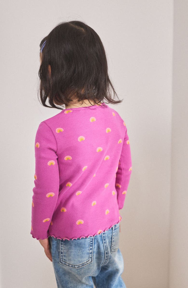 NEXT Kids' Rainbow Print Stretch Cotton Rib T-Shirt, Alternate, color, Purple