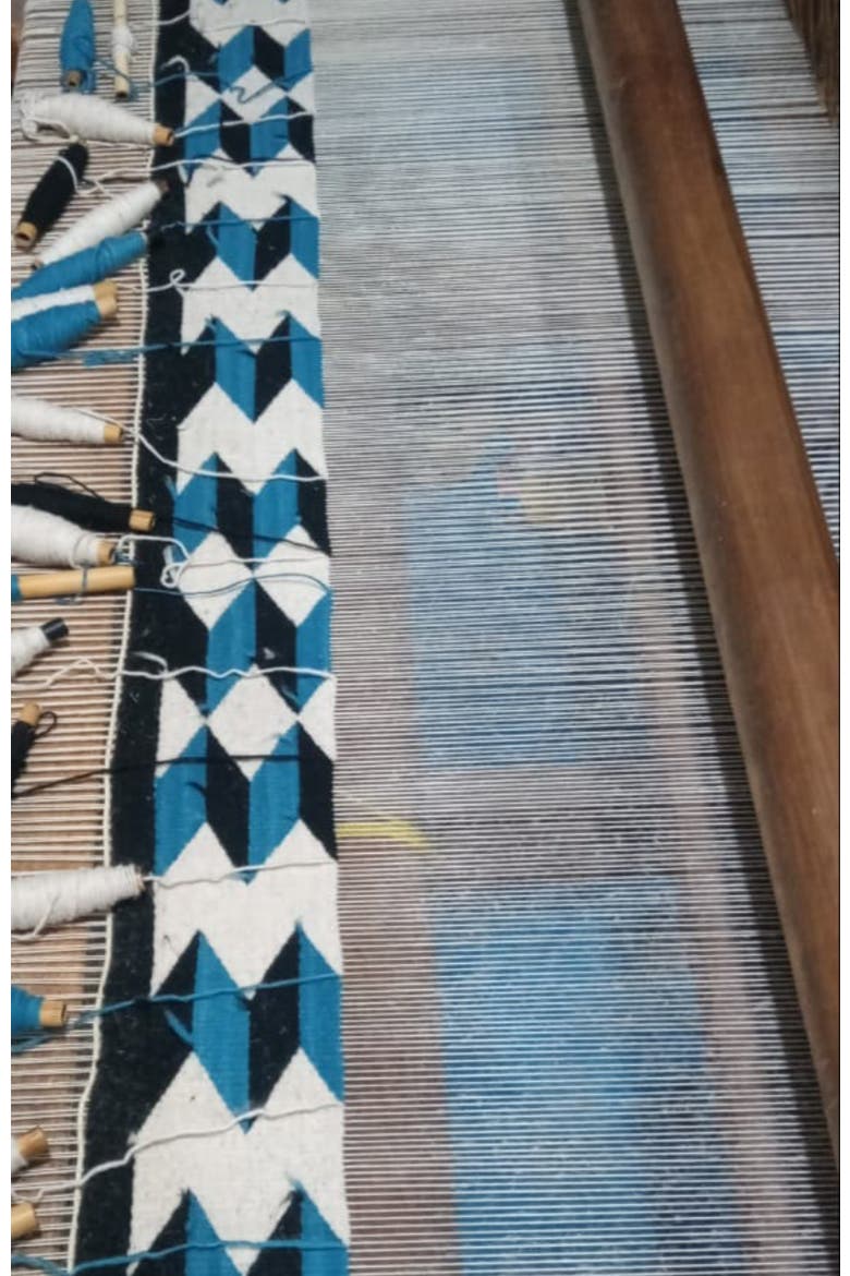 Teo Blue and Black Handwoven Flatweave Wool Rug, Alternate, color, Blue