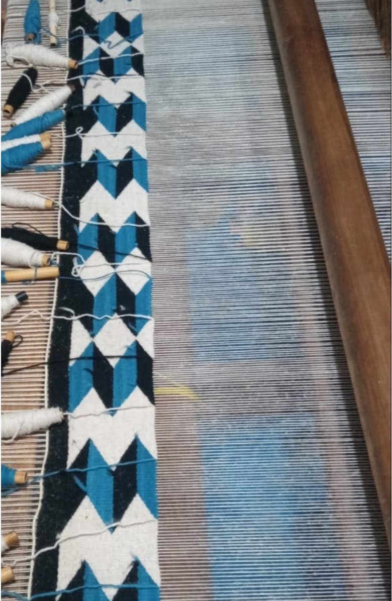Archive New York Teo Blue and Black Handwoven Flatweave Wool Rug, Alternate, color, Blue