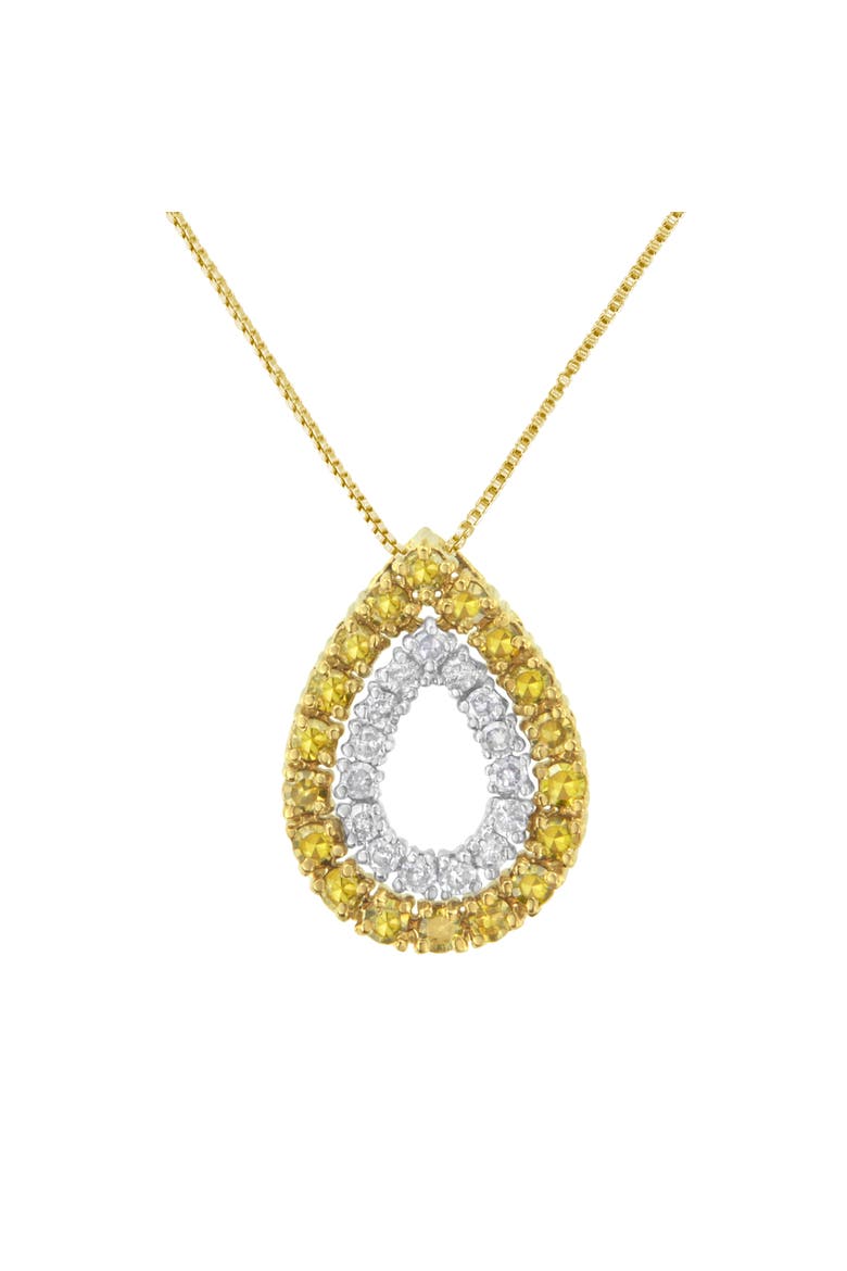 Yellow Gold Plated Silver Treated Yellow Diamond Pear Shape Pendant Necklace, Main, color, YellowWhite |  Diamond