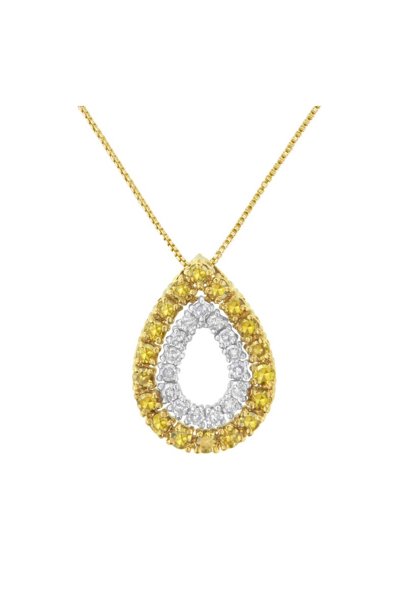 Haus of Brilliance Yellow Gold Plated Silver Treated Yellow Diamond Pear Shape Pendant Necklace, Main, color, Yellowwhite | Diamond