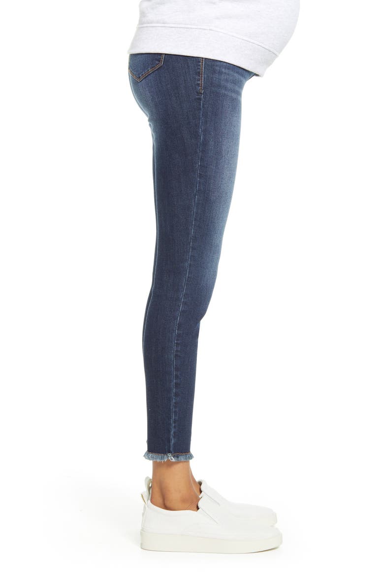 Fray Ankle Skinny Maternity Jeans, Alternate, color, LENNOX