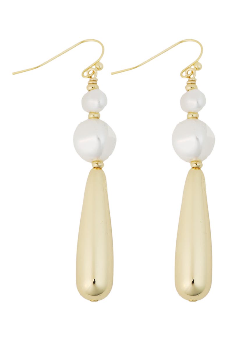 Cultured Pearl Drop Earrings, Main, color, WHITE