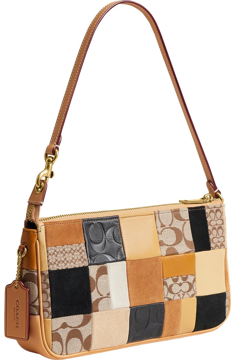 COACH Plaza Patchwork Leather Shoulder Bag, Alternate, color, Brown Multi