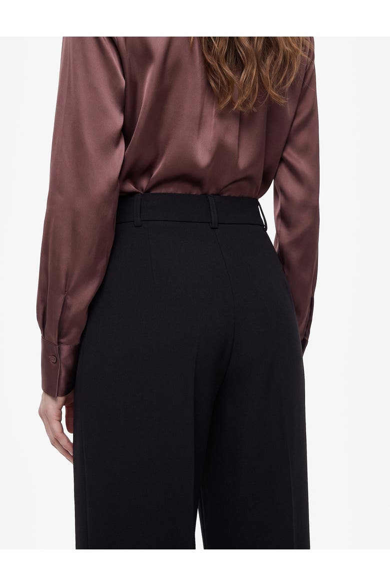 High Rise Tailored Wide Leg Trousers With Pleat, Alternate, color, BLACK