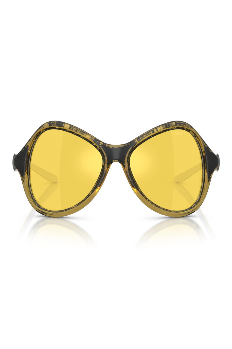DL3010U 53mm Mirrored Cat Eye Sunglasses, Main, color, YELLOW BARRELLING METALLIC
