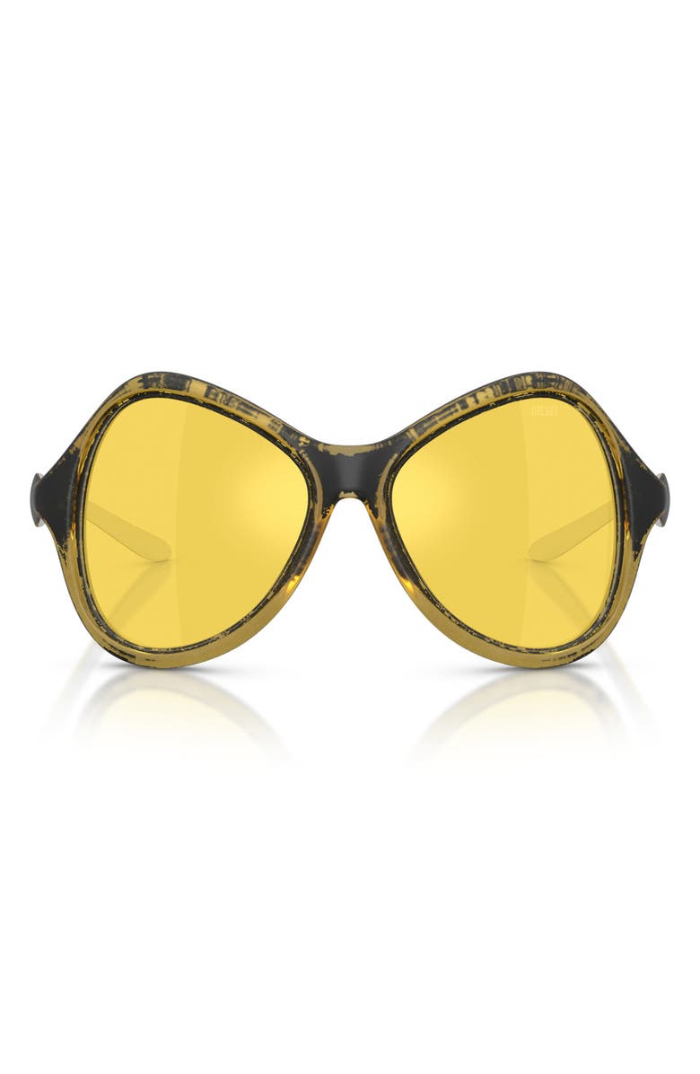 DIESEL<sup>®</sup> DL3010U 53mm Mirrored Cat Eye Sunglasses, Main, color, Yellow Barrelling Metallic