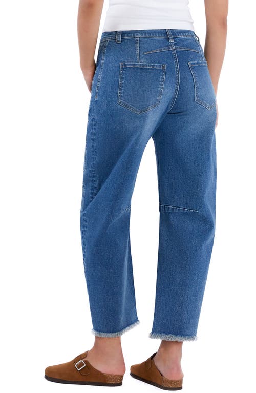 Hint Of Blu Taylor Frayed Crop Barrel Jeans In Perfect Blue