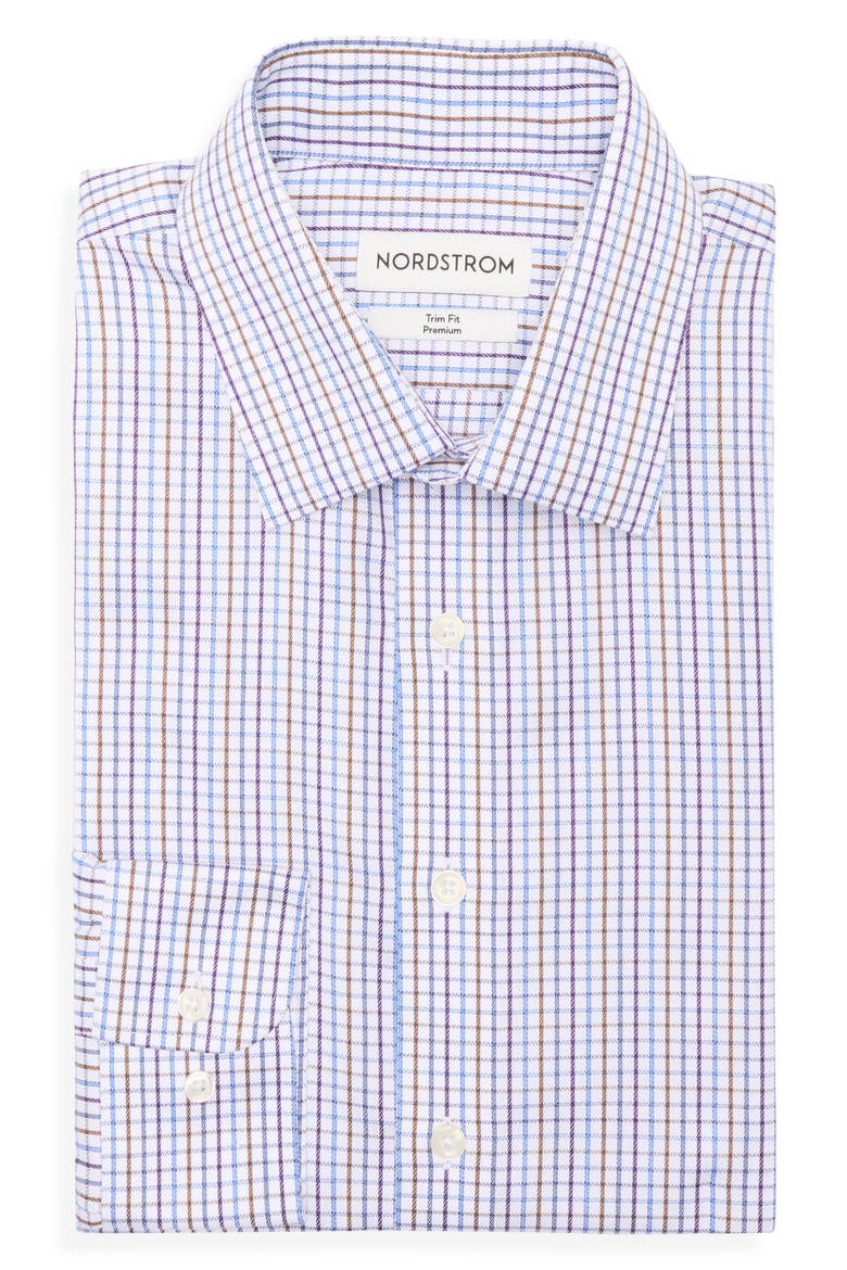 Check Trim Fit Dress Shirt, Alternate, color, WHITE MURANO CHECK