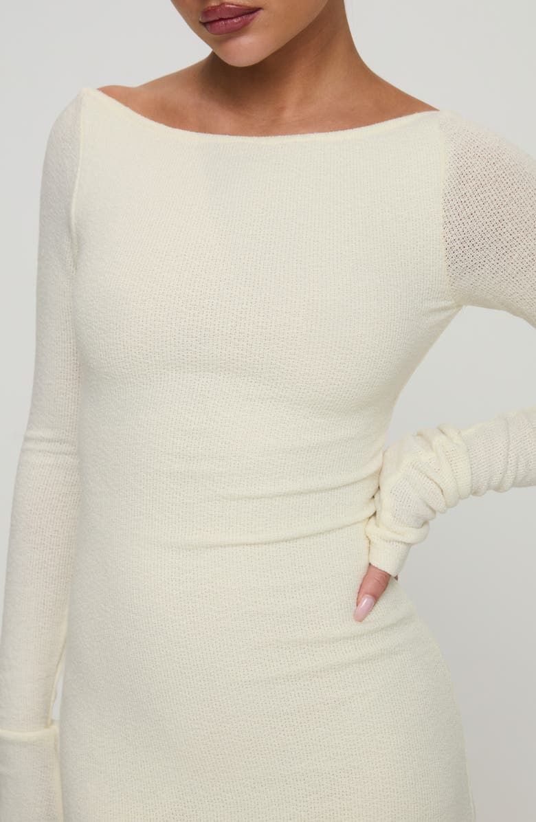 Princess Polly Snyder Open Back Long Sleeve Sheer Maxi Dress, Alternate, color, Cream