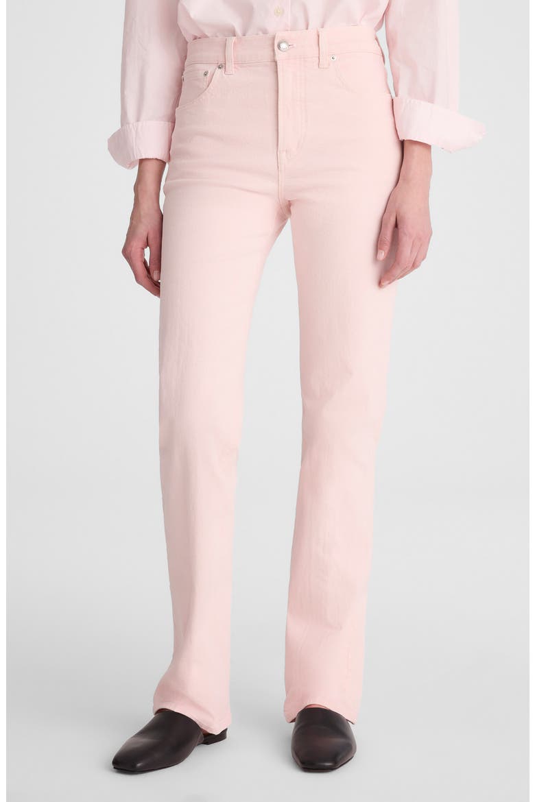 The Longline Garment Dyed High Waist Straight Leg Jeans, Main, color, PALE PINK