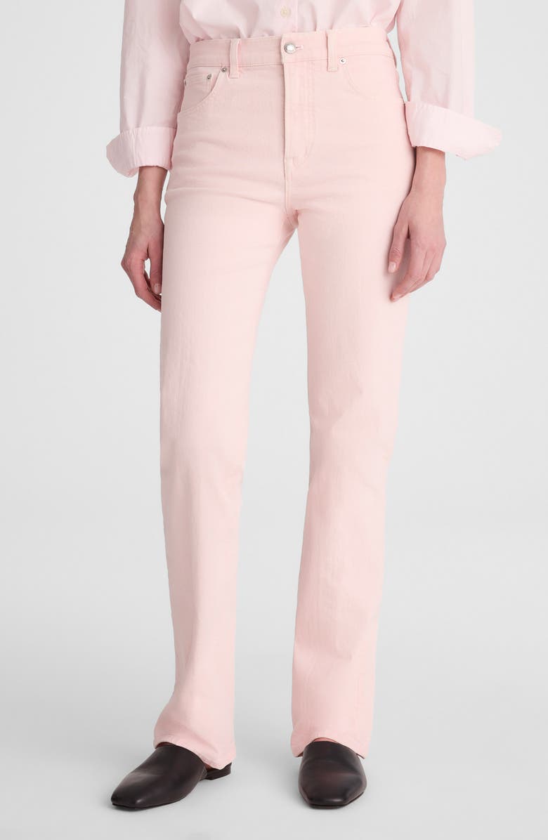 Madewell The Longline Garment Dyed High Waist Straight Leg Jeans, Main, color, Pale Pink