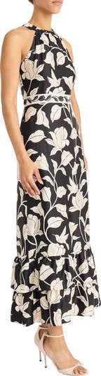 High Neck Ruffle Maxi Dress