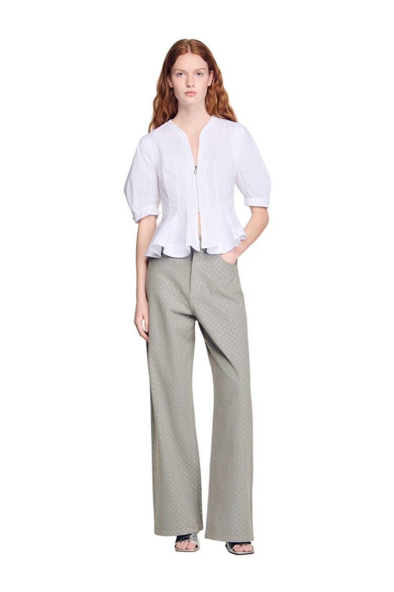 Zipped peplum shirt, Alternate, color, White