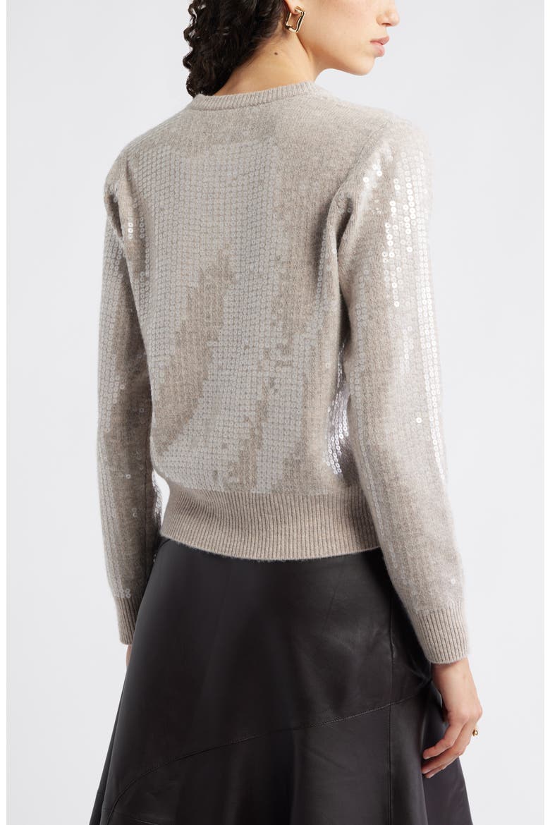 Sequin Wool & Cashmere Cardigan, Alternate, color, TAN ETHEREAL HEATHER SEQUIN