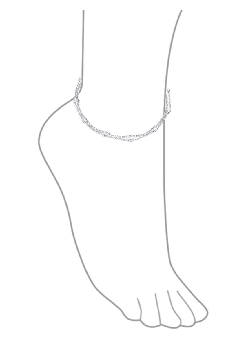 Beaded Chain Anklet, Alternate, color, SILVER