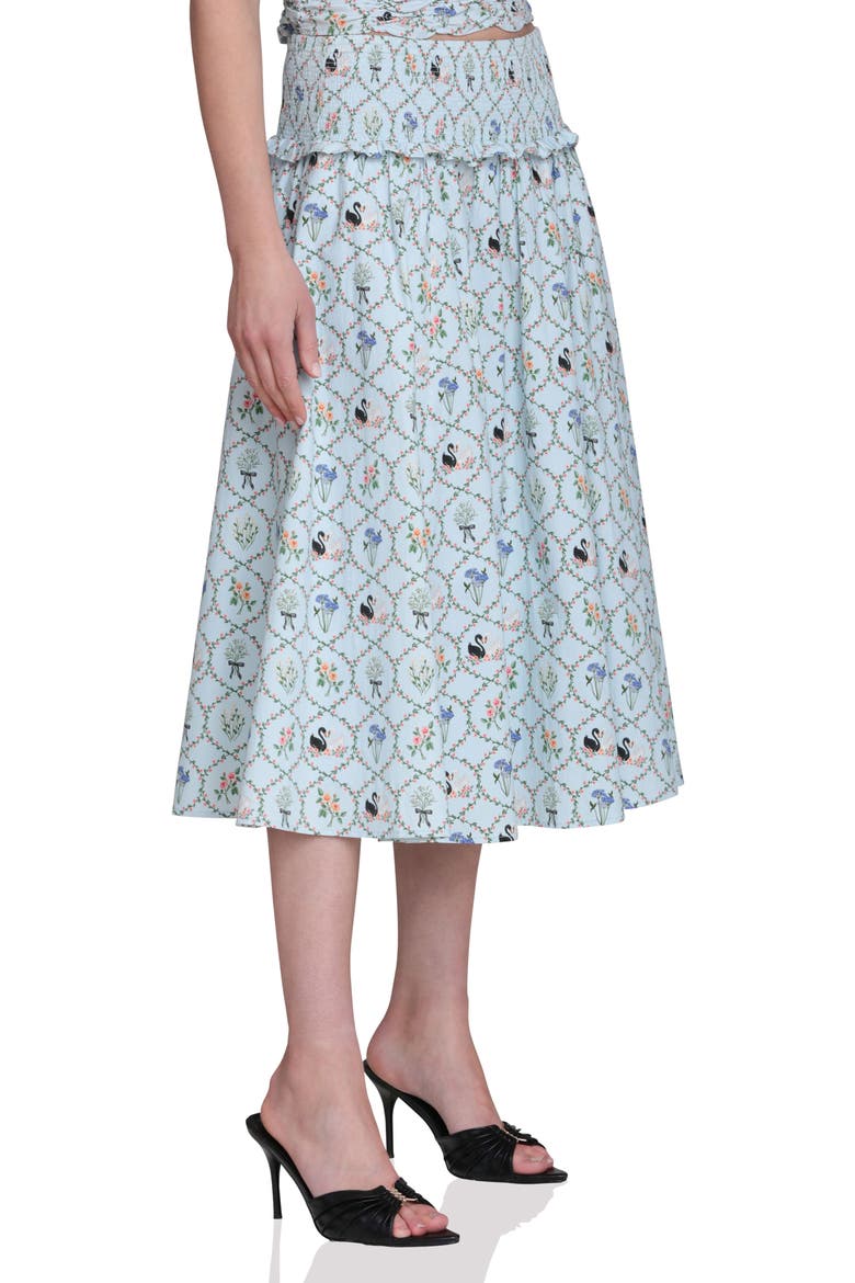Smocked Circle Skirt, Alternate, color, BLUE SWAN
