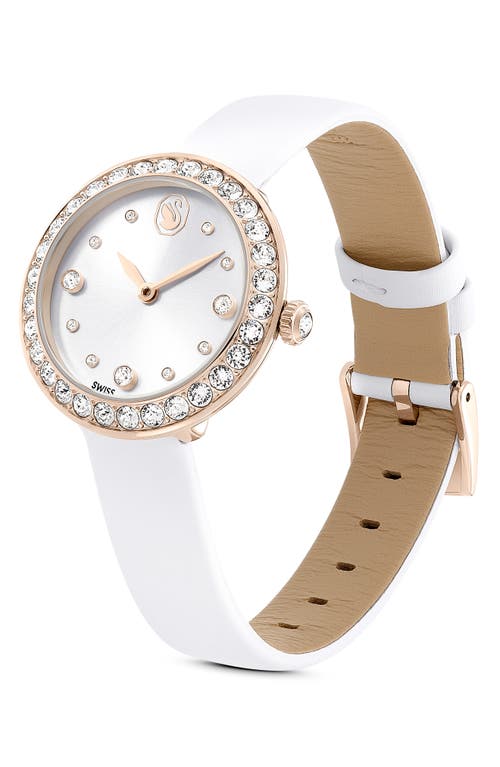Swarovski Matrix Tennis Leather Strap Watch, 30mm
