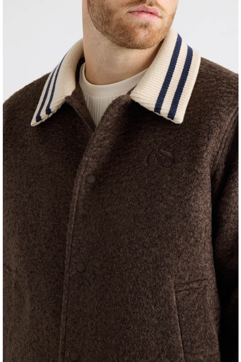 Cambie Boucl9 Varsity Jacket, Alternate, color, COFFEE BEAN