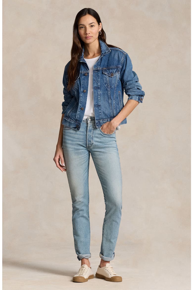 Rigid Denim Trucker Jacket, Alternate, color, MEUSE WASH