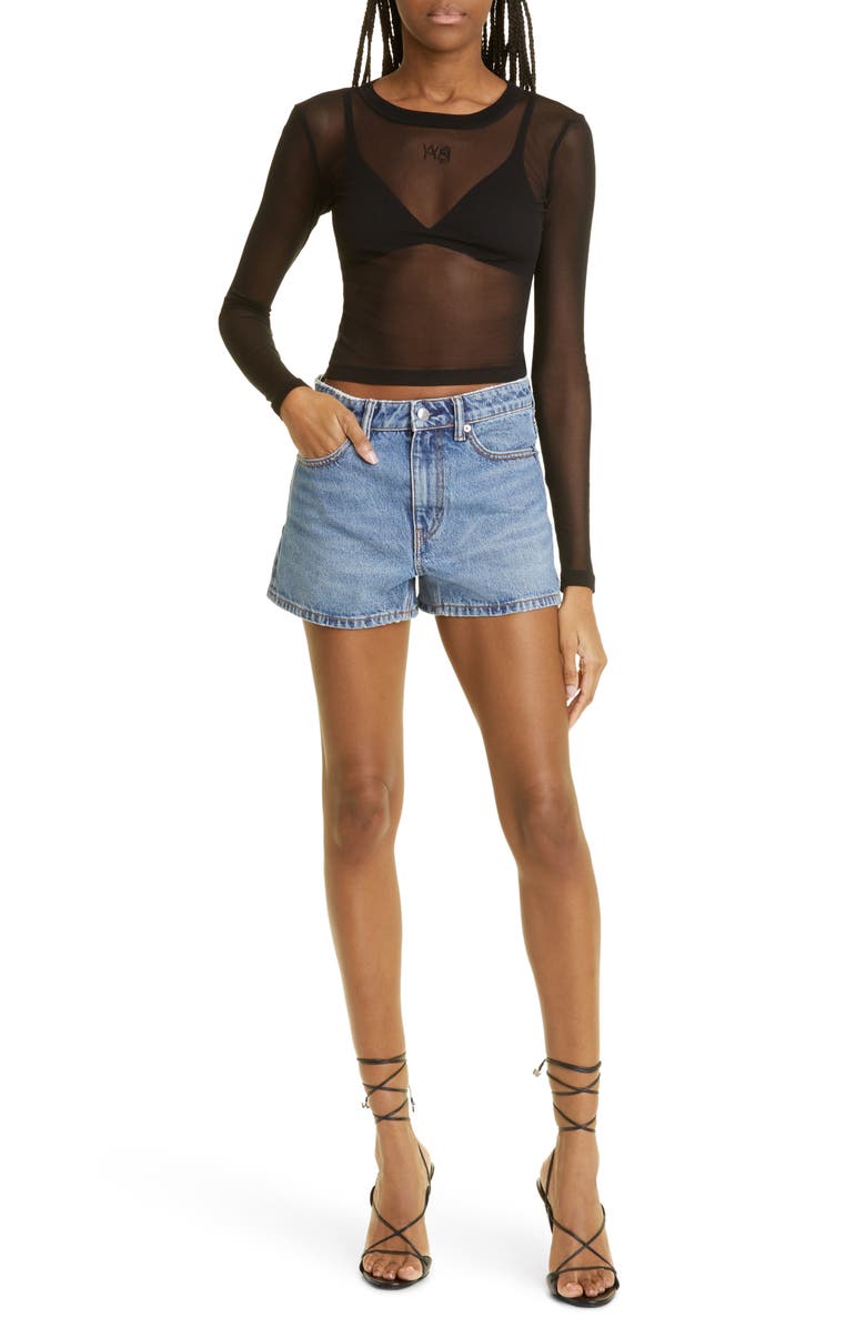 Alexander Wang Shorty Denim Shorts, Alternate, color, Vintage Medium Indigo