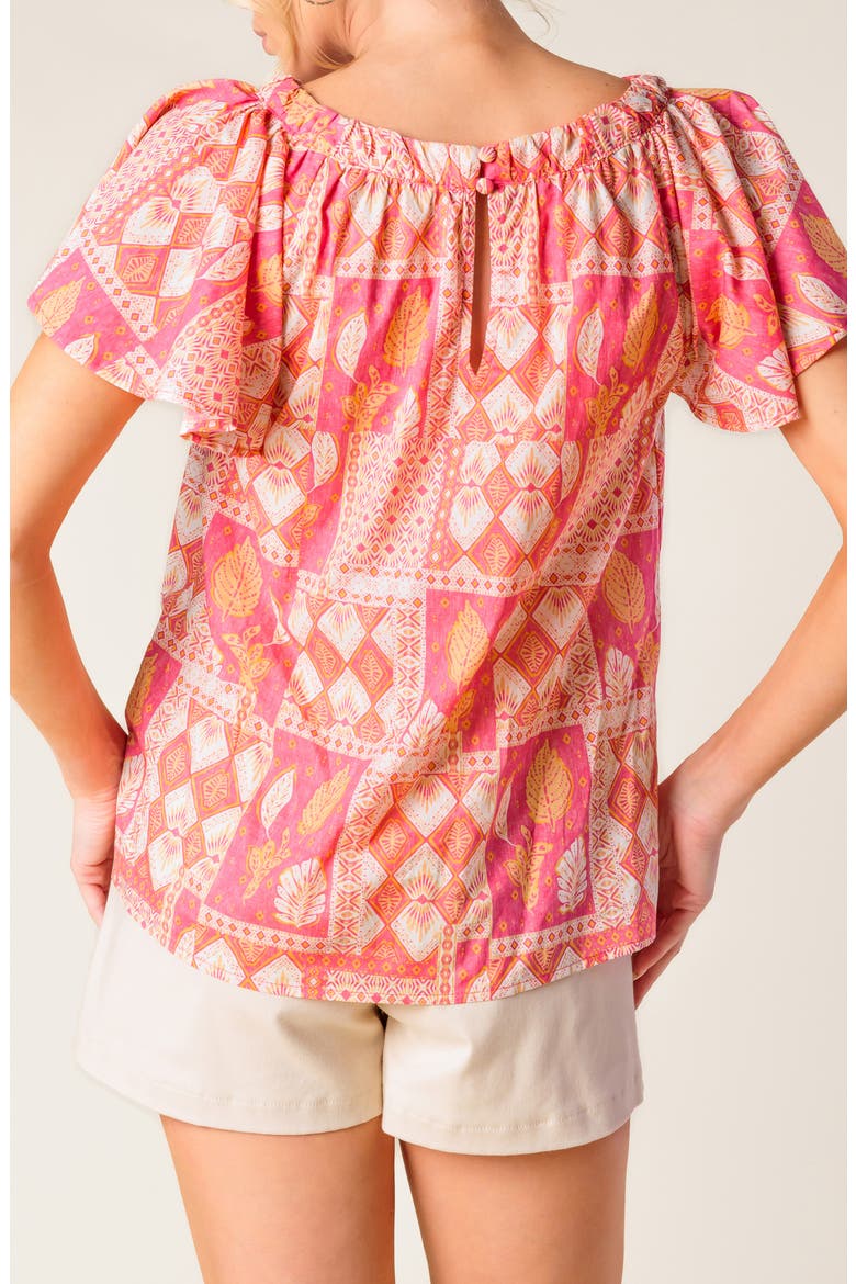 Cotton Woven Top, Alternate, color, PINK/ ORANGE