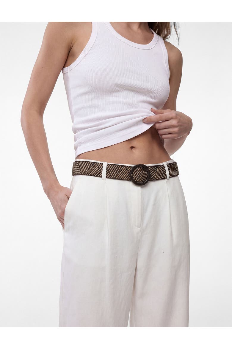 Belted Linen Wide Leg Trousers, Alternate, color, WHITE