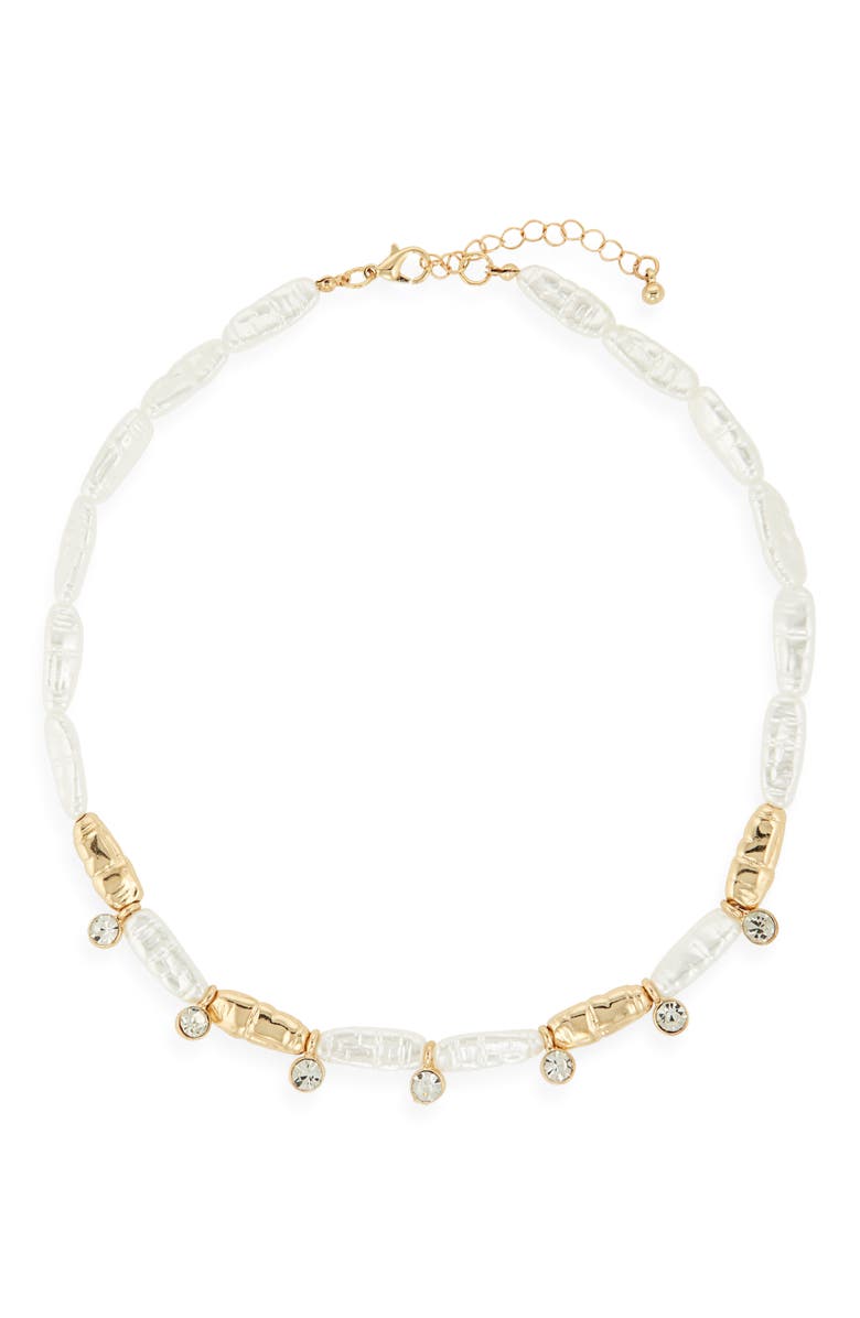 NORDSTROM RACK Stick Faux Pearl Collar Necklace, Main, color, Clear- White- Gold