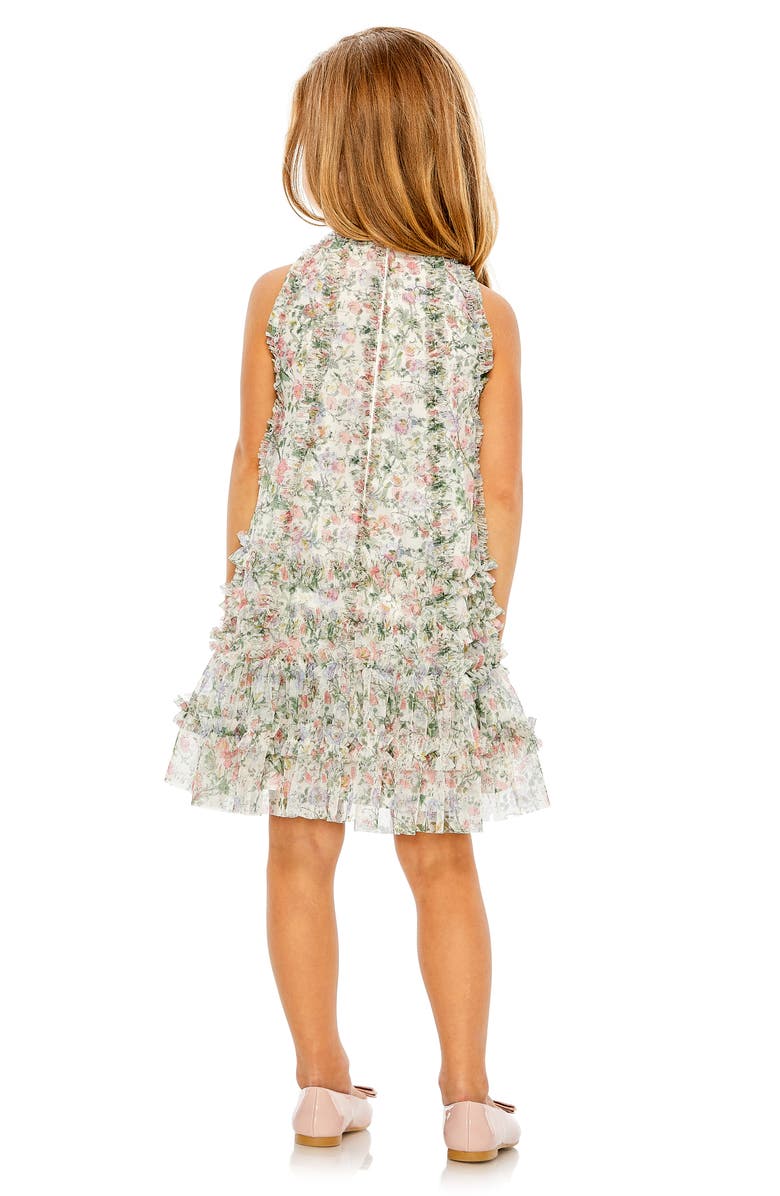 Mac Duggal Kids' Floral Print Ruffle Tulle Dress, Alternate, color,