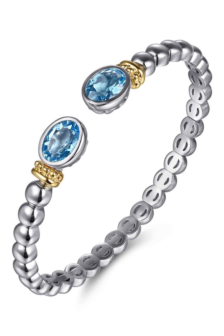 Bujukan 14k Gold & Sterling Silver Blue Topaz Bangle, Alternate, color, STERLING / 14K/ BLUE TOPAZ