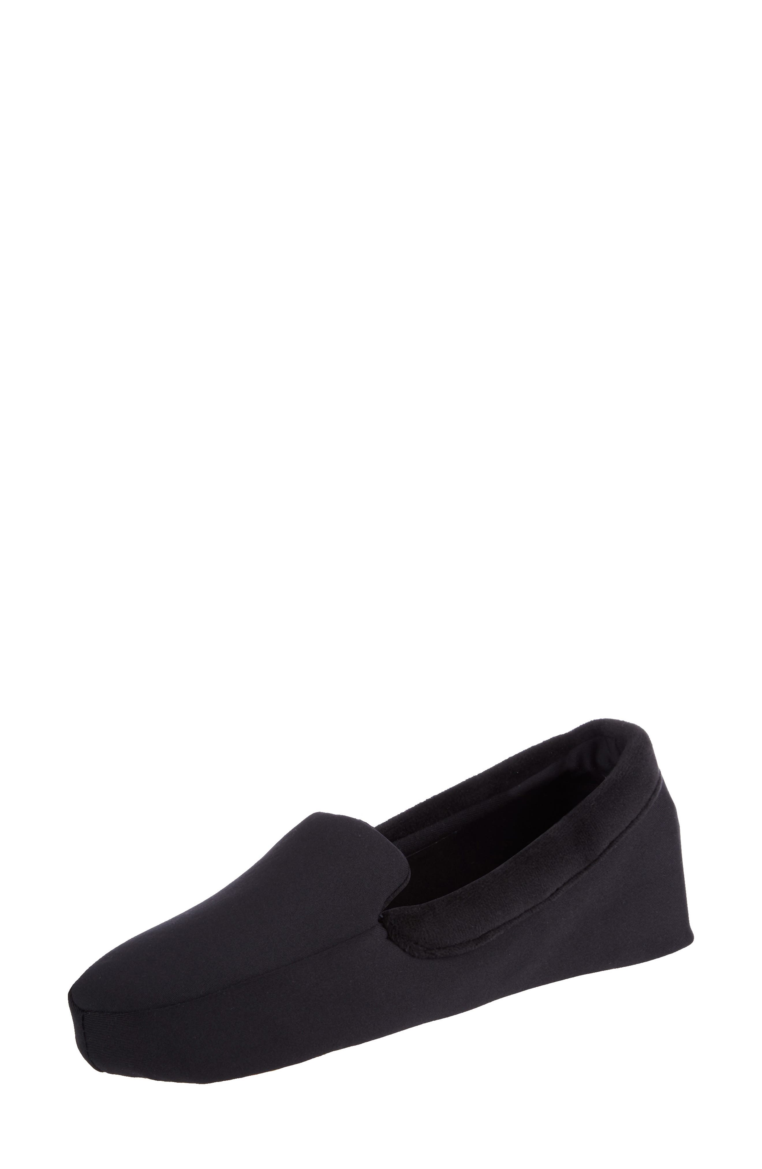 ISOTONER Ivy Velour Slipper, Alternate, color, Black