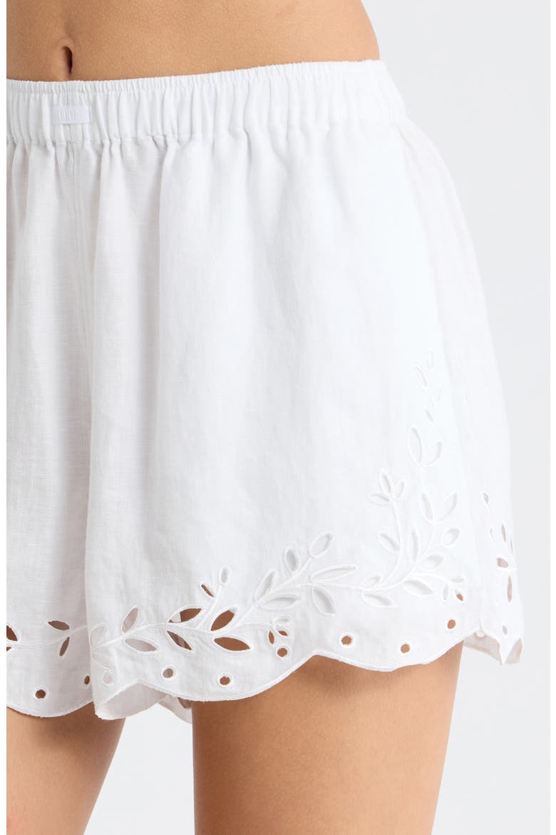 Embroidered Eyelet Linen Shorts, Alternate, color, SINCERE WHITE