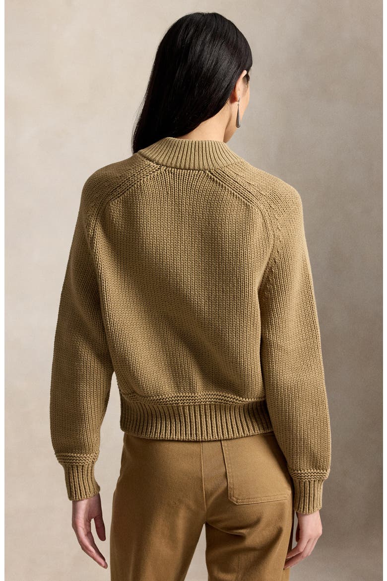 Full Zip Cotton Blend Cardigan, Alternate, color, DESERT KHAKI