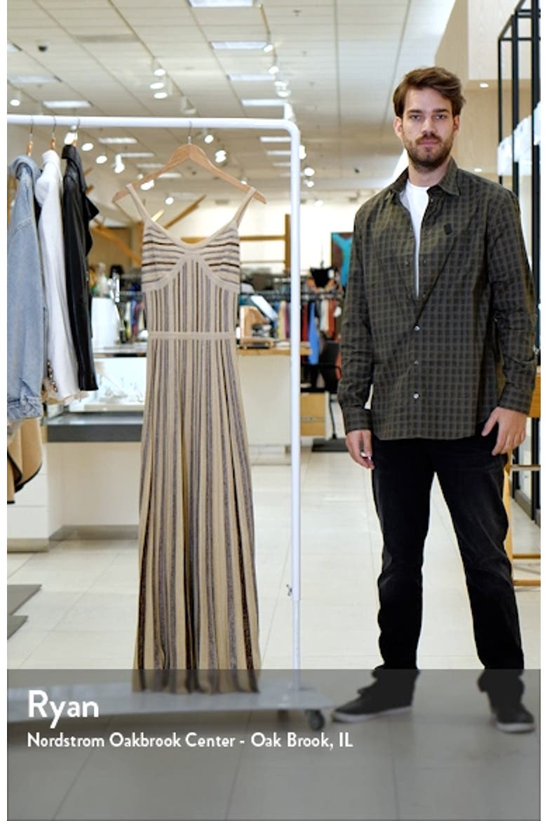 Metallic Stripe Fit & Flare Maxi Sweater Dress video