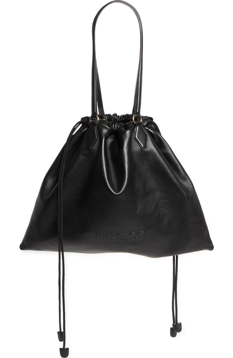 Jimmy Choo Large Drawstring Leather Tote, Main, color,