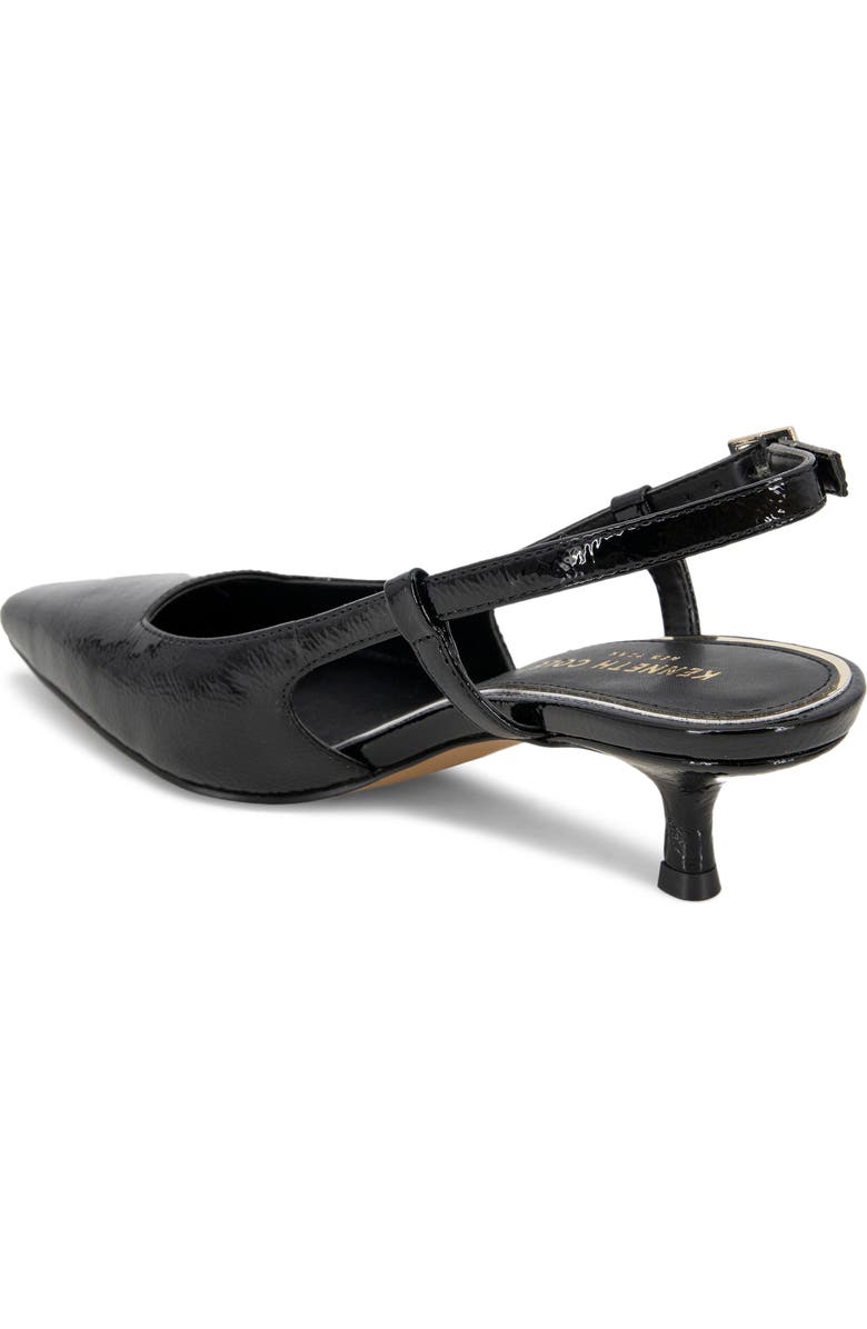 Kenneth Cole New York Martha Kitten Heel Slingback Pump, Alternate, color, Black Crinkle Patent