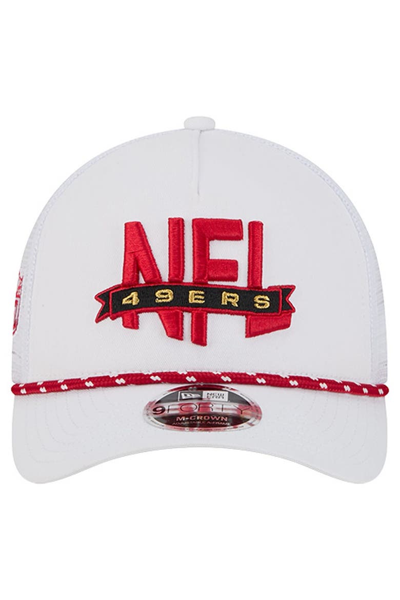 Men's New Era White San Francisco 49ers NFL 9FORTY A-Frame M-Crown Adjustable Trucker Hat, Alternate, color, White