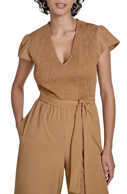 Calvin Klein Smocked Wide Leg Jumpsuit