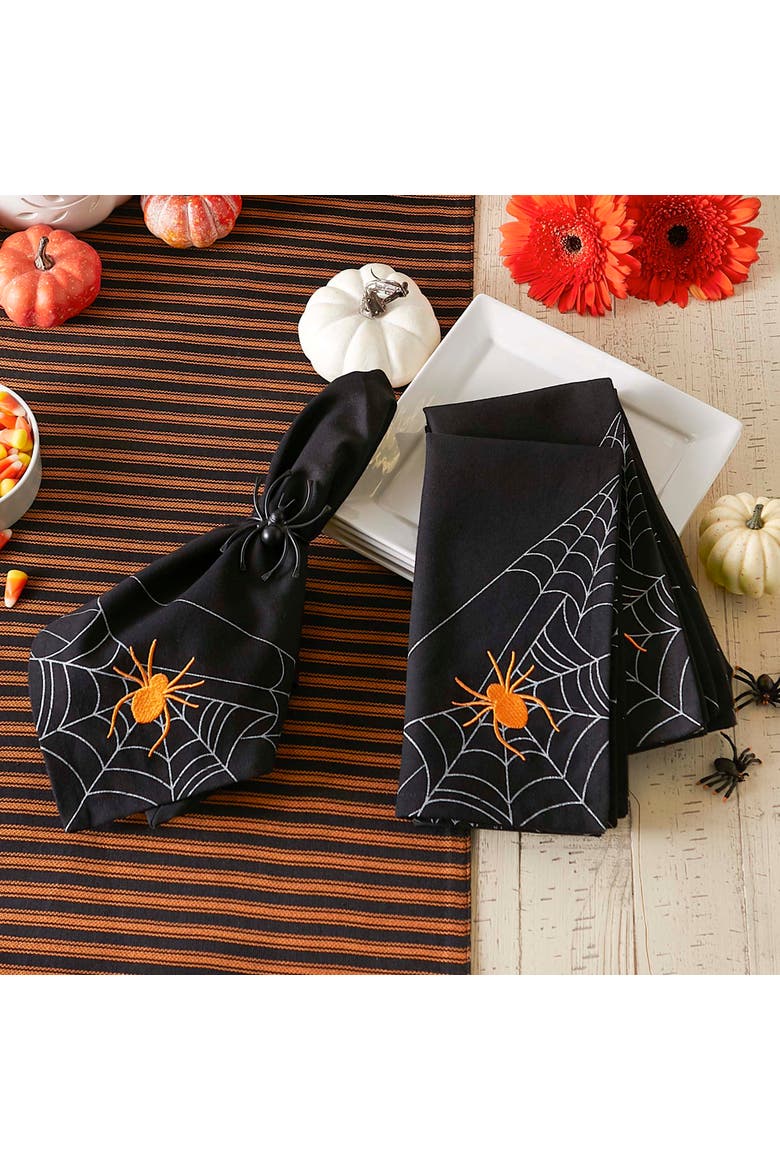 Spooky Spiderweb Embellished Napkin Set/4, Alternate, color, Spooky Spiderweb