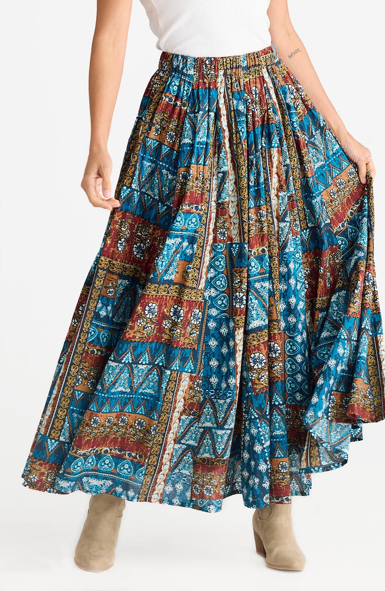 Talisman the Label Twighlight Patchwork Print Cotton Maxi Skirt, Alternate, color, Sicilian Patchwork