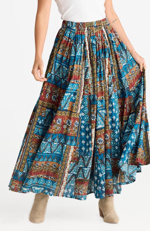 Shop Talisman The Label Twighlight Patchwork Print Cotton Maxi Skirt