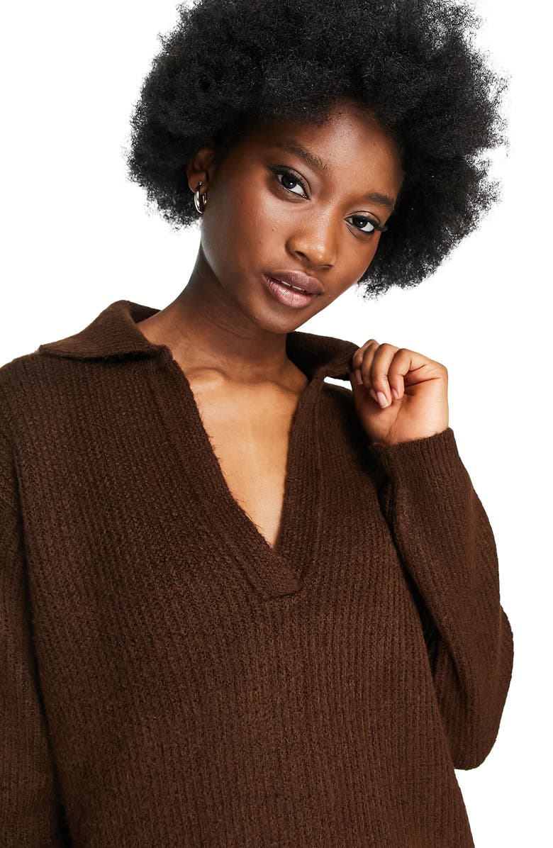 Topshop Rib Sweater Dress, Alternate, color, 