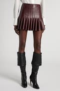 McQueen Pleated Leather Miniskirt