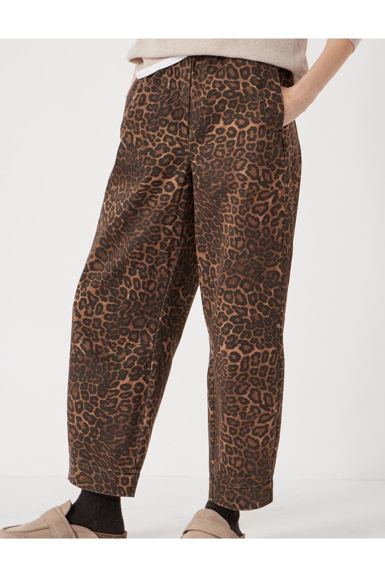 Jack Barrel Leg Pull On Cotton Pants, Main, color, Brown Leopard Print