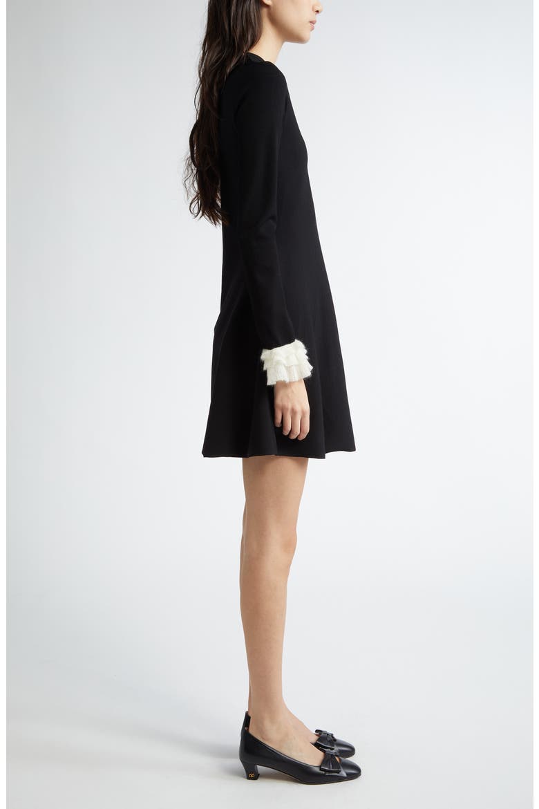 Ruffle Cuff Long Sleeve Sweater Dress, Alternate, color, NERO/AVORIO