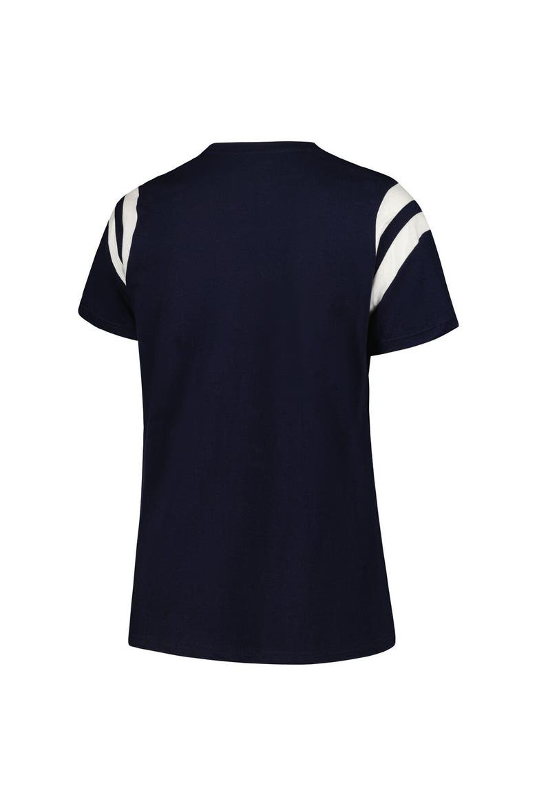 Women's Profile Navy Penn State Nittany Lions Plus Size Striped Tailgate Scoop Neck T-Shirt, Alternate, color, Navy