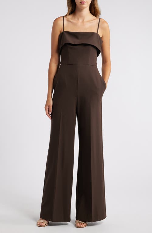 Black Halo Kaivon Folded Neck Sleeveless Jumpsuit in Espresso 