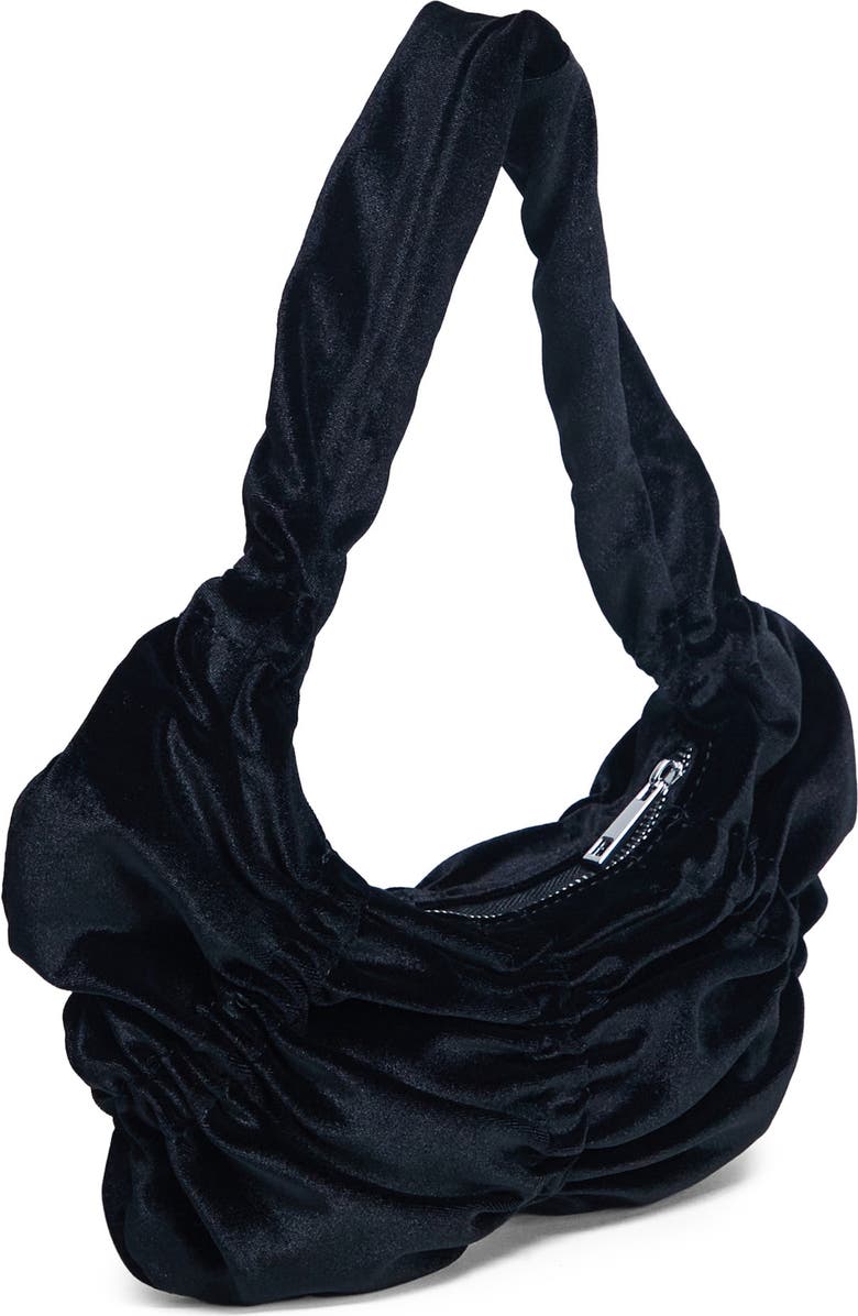 Topshop Ruched Velvet Shoulder Bag, Alternate, color,